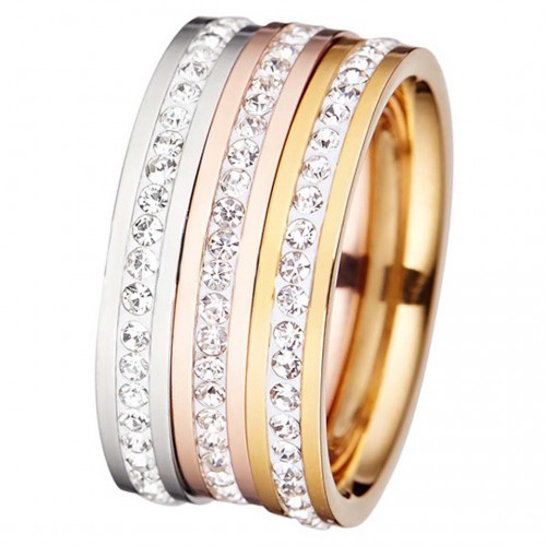 Bague UNIDAS ALL GOLD Argent Doré Rosé Acier inoxydable Cristal