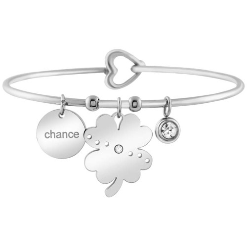 Bracelet MY CHANCE STEEL White Silver Rigid flexible bangle pendant Lucky message Silver Stainless steel Crystal