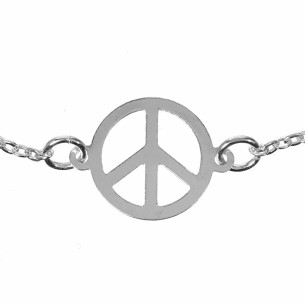 Bracelet PEACE Silver Bracelet chaine souple symbole paix Argenté à l'argent fin