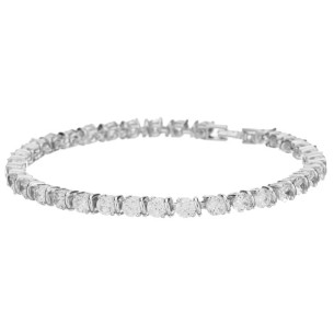 RIVIERA Bracelet White Silver Flexible chain bracelet Crystal River Silver and White Rhodium Crystals set