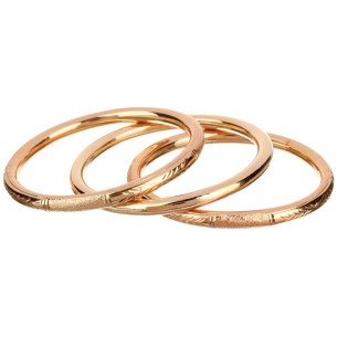 SAMARI Gold Bracelet Set of 3 rigid bangles Golden Tubes Brass gilded with fine gold