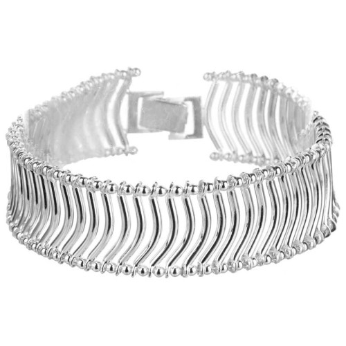 CAMINO Silver bracelet Flexible chain bracelet Silver railway link Silver-plated brass with fine silver