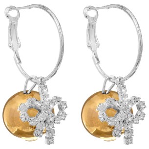 NODIS Gold & Silver Hoop earrings with Knot pendant Silver and Gold Gilded with fine gold Set crystals