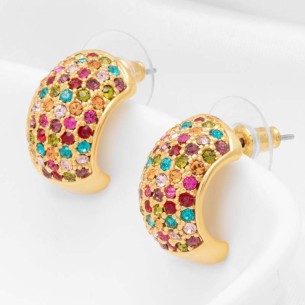 CRYSTALI Color Gold earrings Stud studs Crystal river Gold and Multicolor Brass gilded with fine gold Crystal