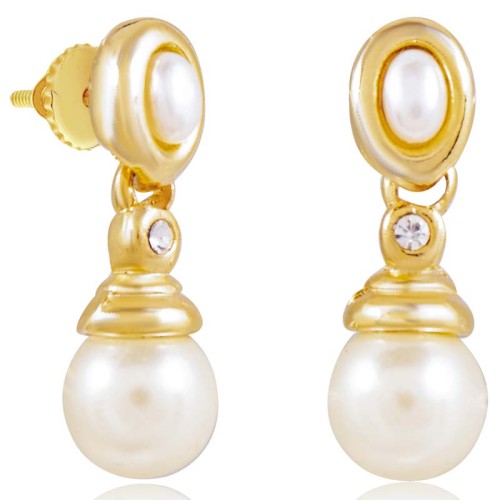 MONA White Gold Earrings Short pendants Classic chic Gold and White Gold with fine gold Pearls