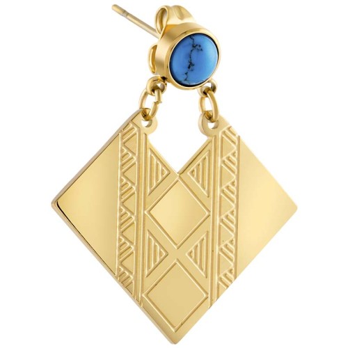 ALTIPLANO Turquoise Gold earrings Short pendants Ethnic Reconstituted Turquoise Stainless steel gilded with fine gold