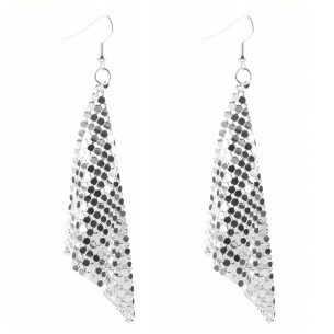 Boucles d'oreilles LYDIA Silver Pendantes longues Cotte de maille Argentée à l'argent fin