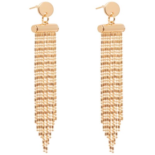 CELENA Gold Earrings Dangling with Golden Fringe pendant Fine gold-plated brass