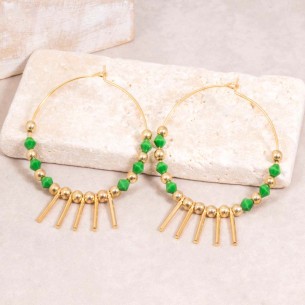 VERTIS Green Gold Creole earrings with Golden and Green...