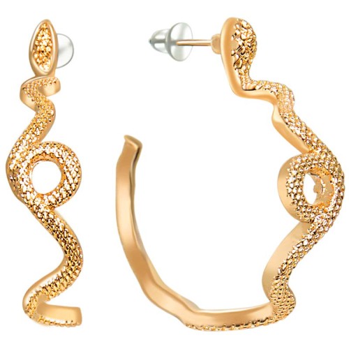 SNALI Gold Earrings Openwork Creoles Golden Snake Brass gilded with fine gold