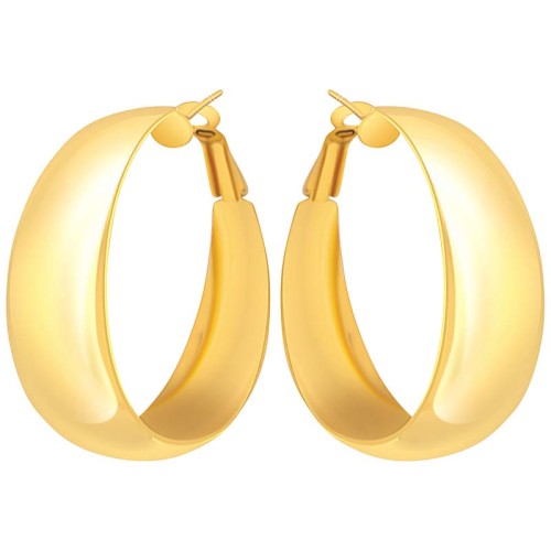 Boucles d'oreilles EOLUNE Gold Créoles plates bombées Doré à l'or fin