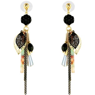 LA ROSA NOCHE Black Gold Earrings Dangling with Rose Gold...