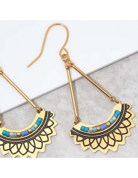 Amazon.com: Turquoise Beaeded Flower Drop Earring, Silver, One Size:  Clothing, Shoes & Jewelry